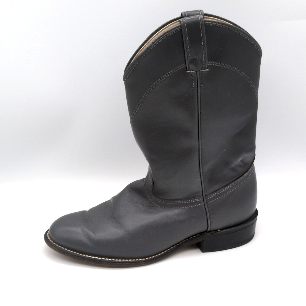 Laredo Shoes Womens Gray 9.5 Leather Roper Cowboy Boots Mid Calf Western 6952
